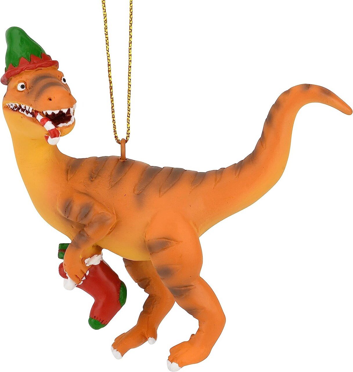 Tree Buddees Raptor Dinosaur Christmas Ornament Velociraptor with a Stocking